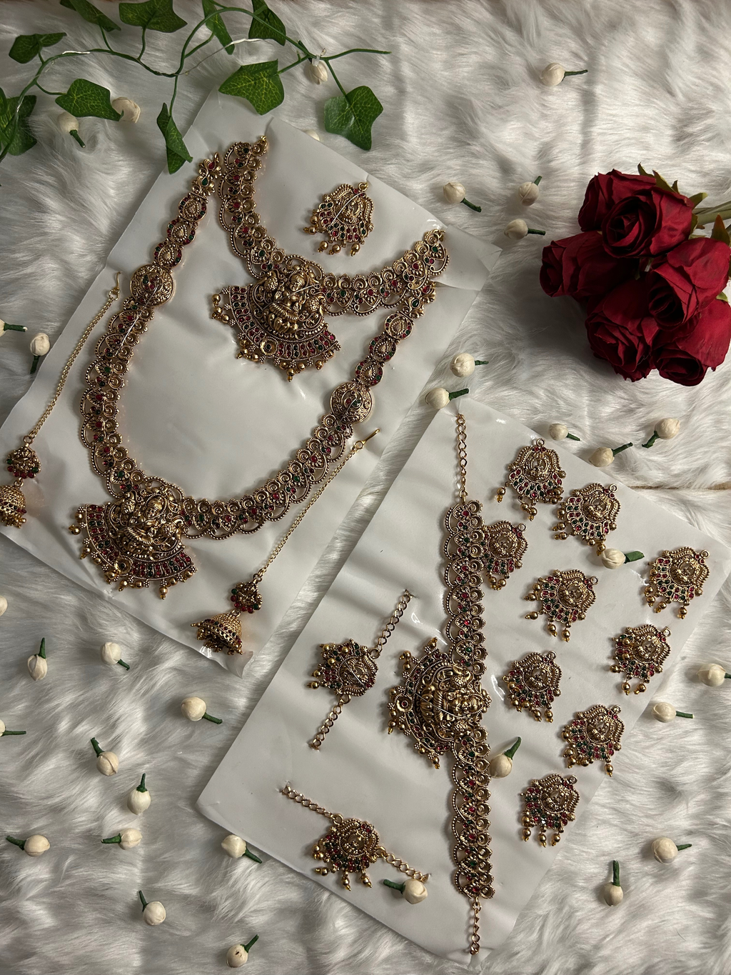 Traditional Temple Bridal Necklace Set with Earrings & Accessories