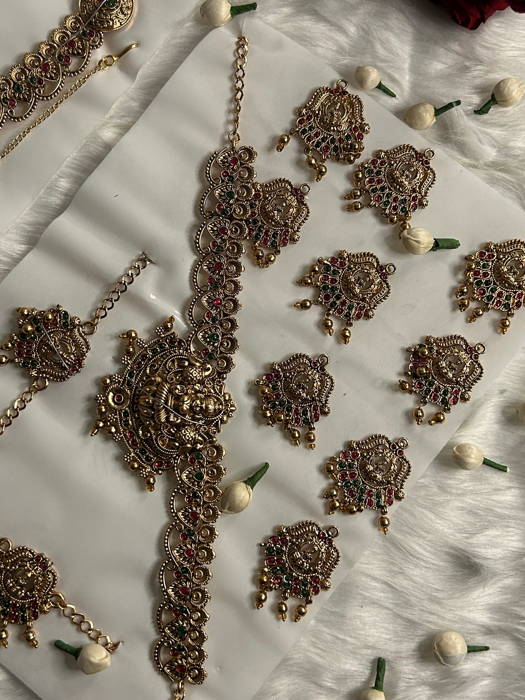Traditional Temple Bridal Necklace Set with Earrings & Accessories
