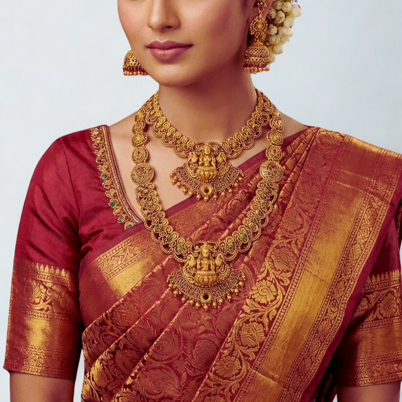 Traditional Temple Bridal Necklace Set with Earrings & Accessories