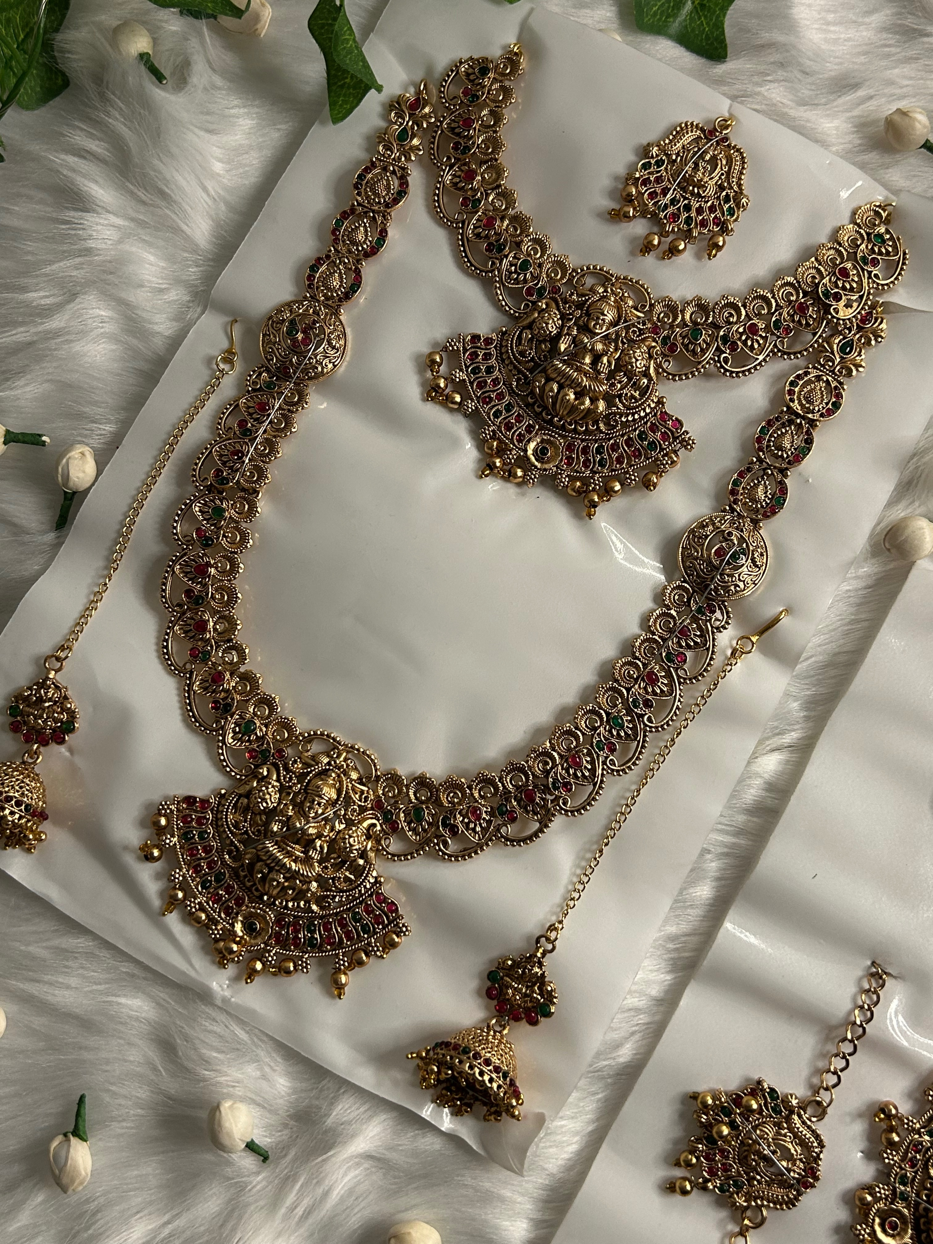 Traditional Temple Bridal Necklace Set with Earrings & Accessories