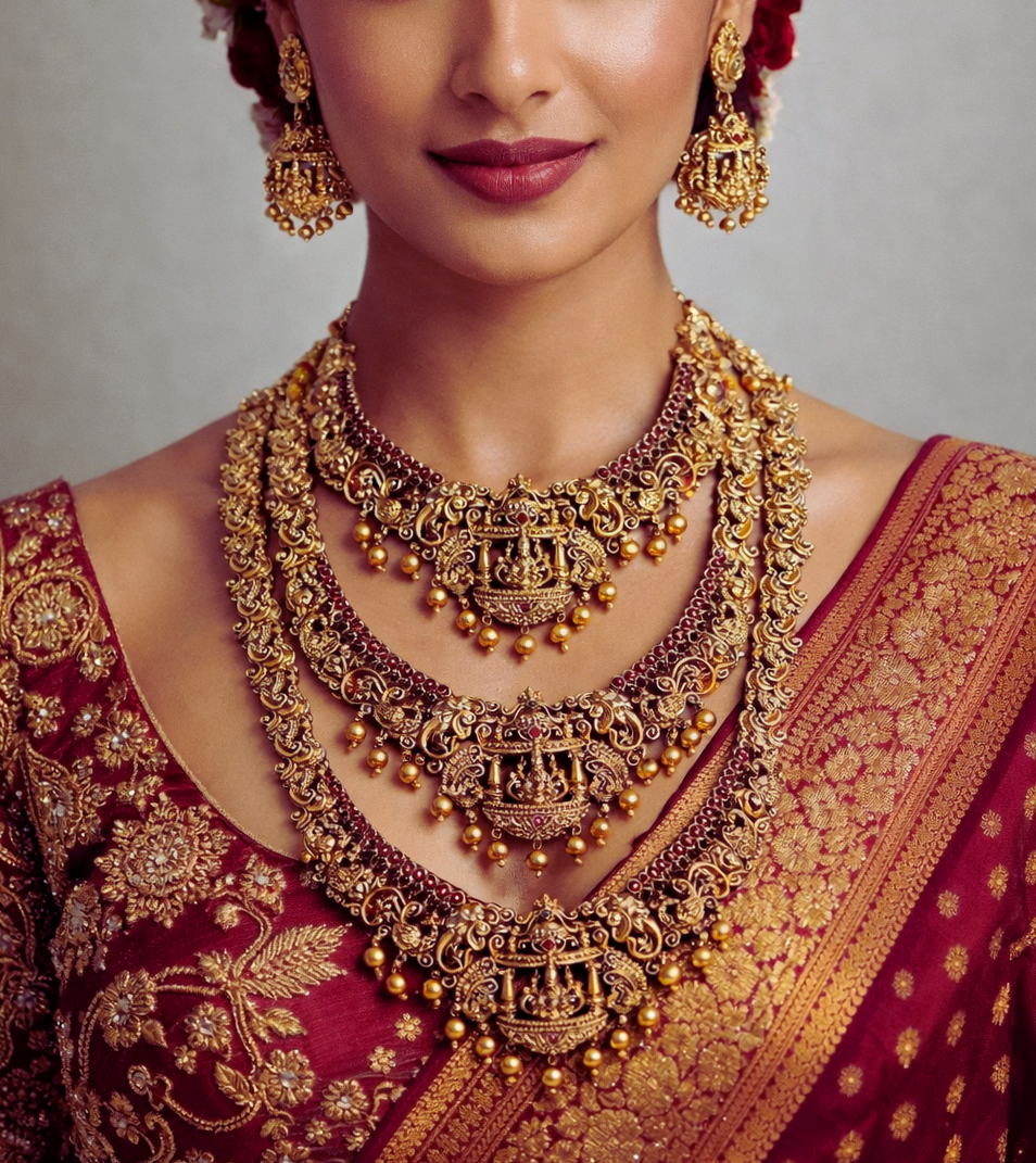 Temple Heritage Three-Layer Bidal Necklace Set