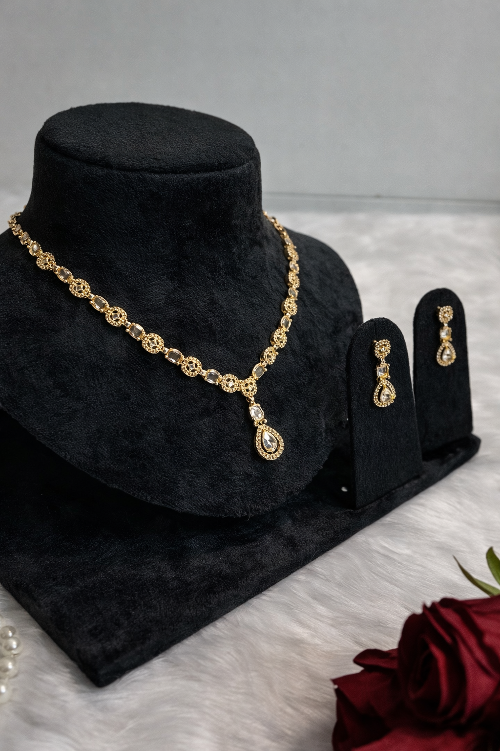Delicate Gold-Tone Drop Necklace Set