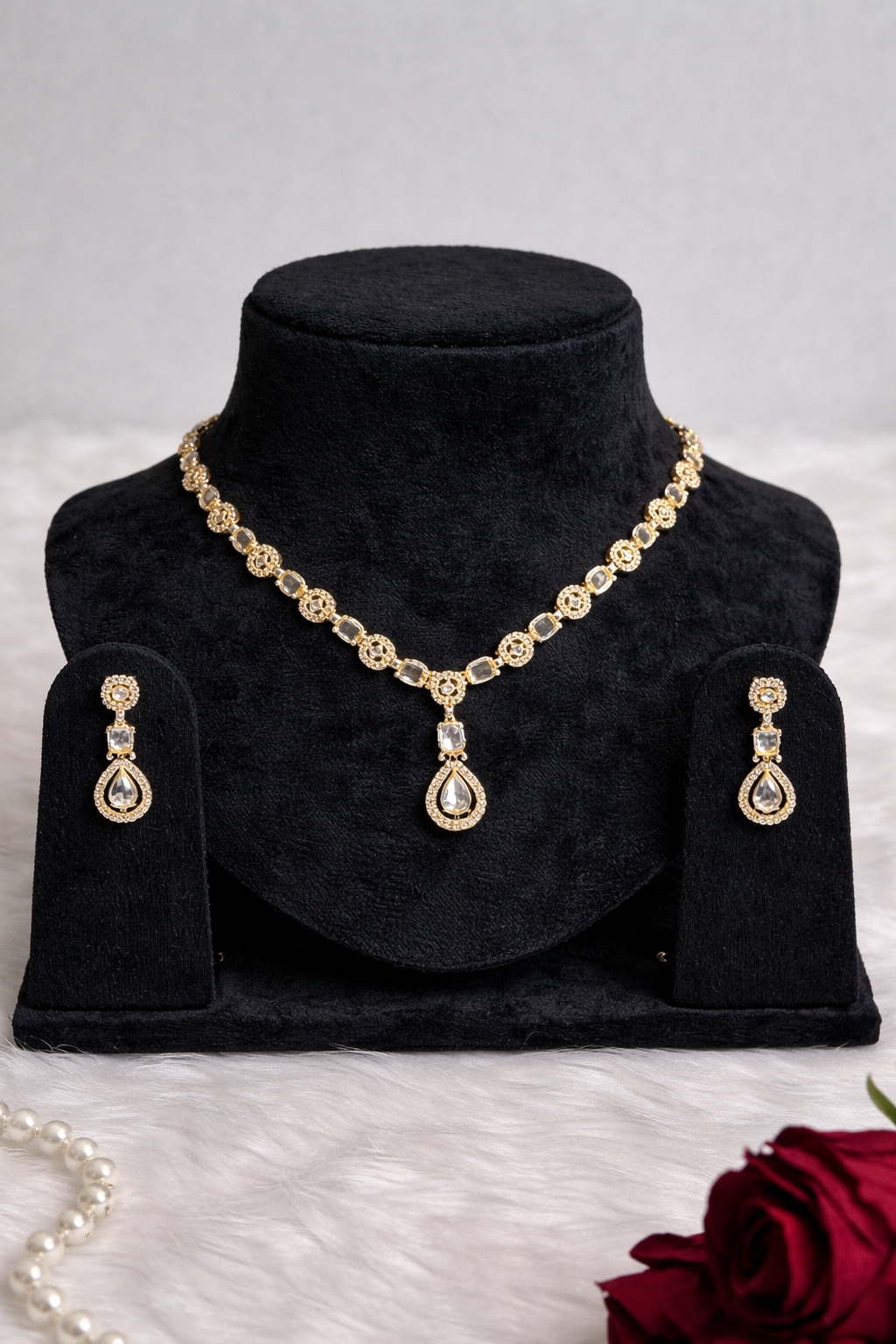 Delicate Gold-Tone Drop Necklace Set