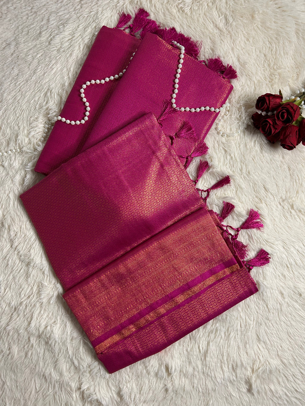 Hot Pink Kubera Soft Silk Saree