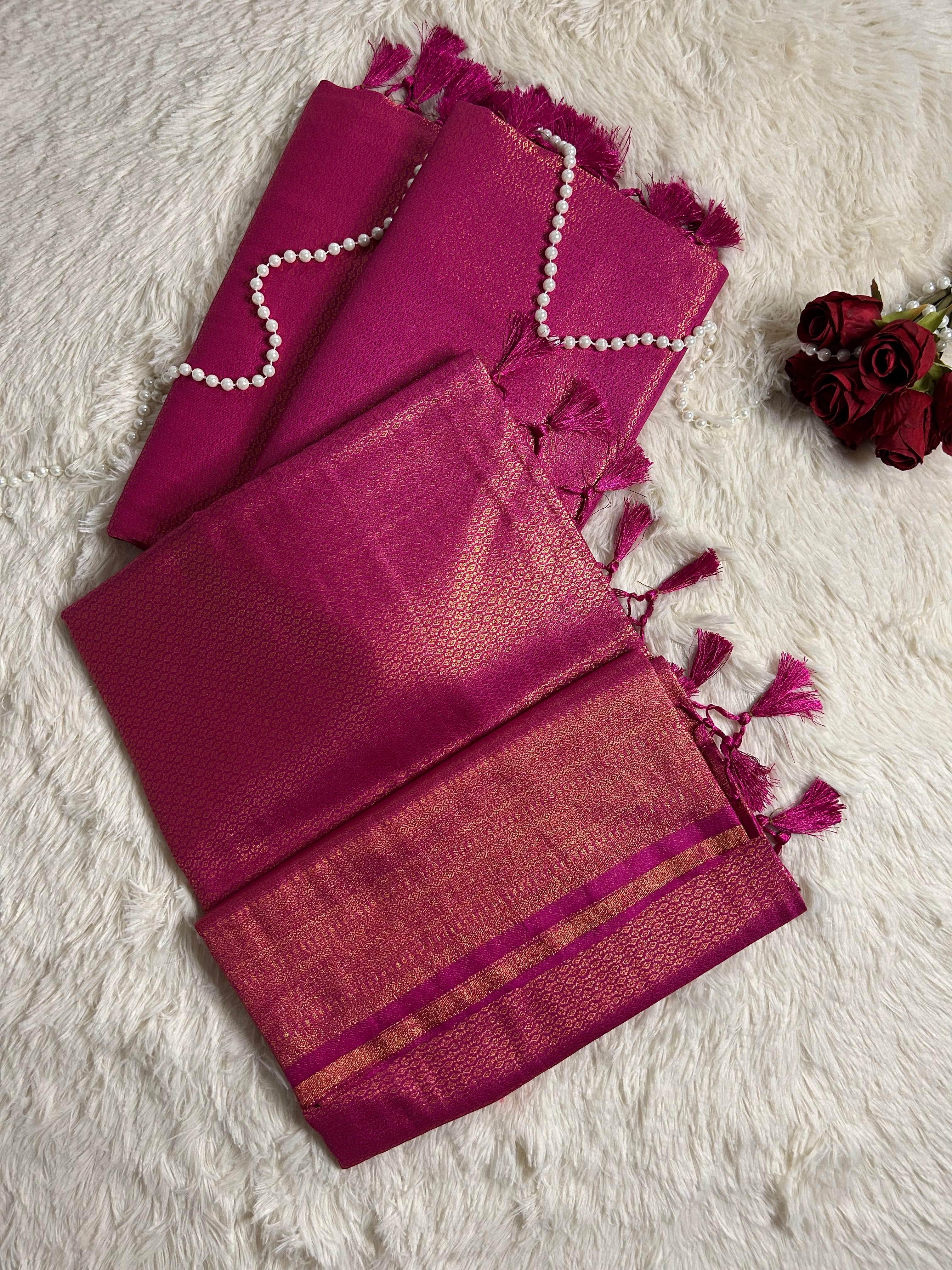 Hot Pink Kubera Soft Silk Saree