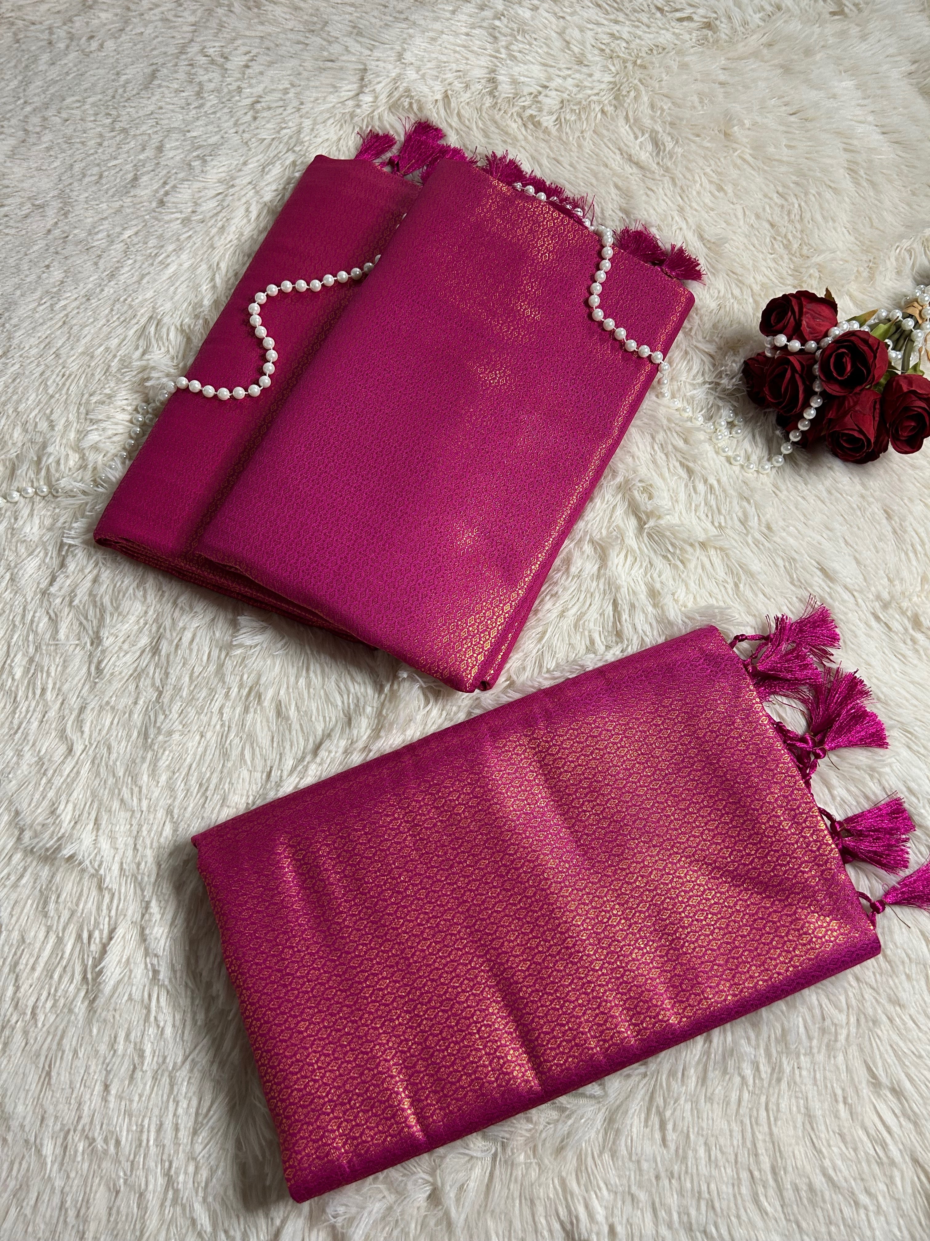 Hot Pink Kubera Soft Silk Saree