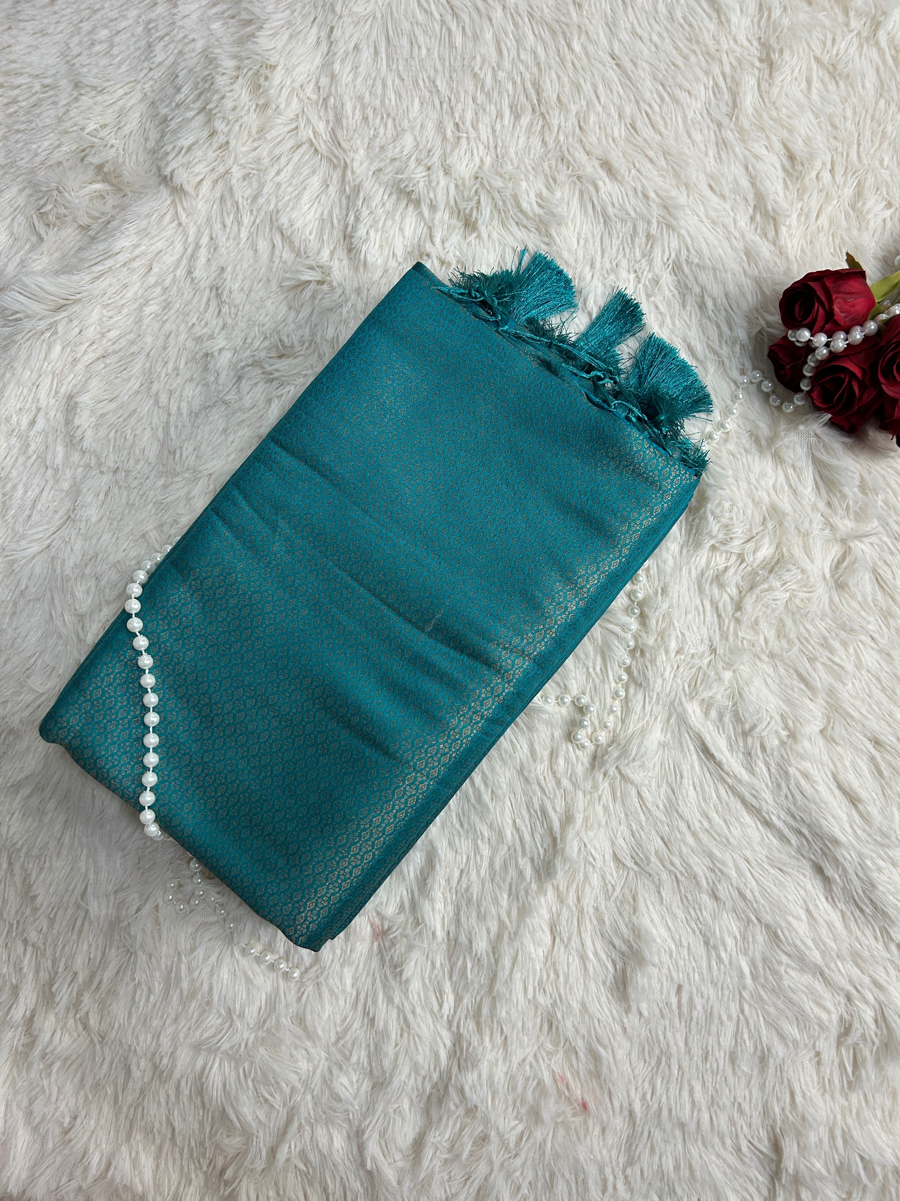 Teal Green Kubera Soft Silk Saree