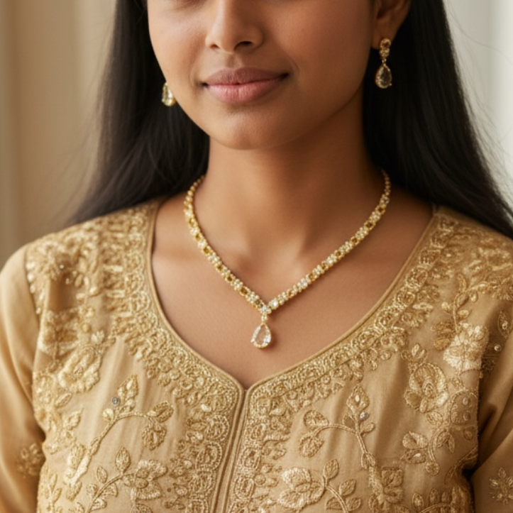 Teardrop Crystal Necklace Set