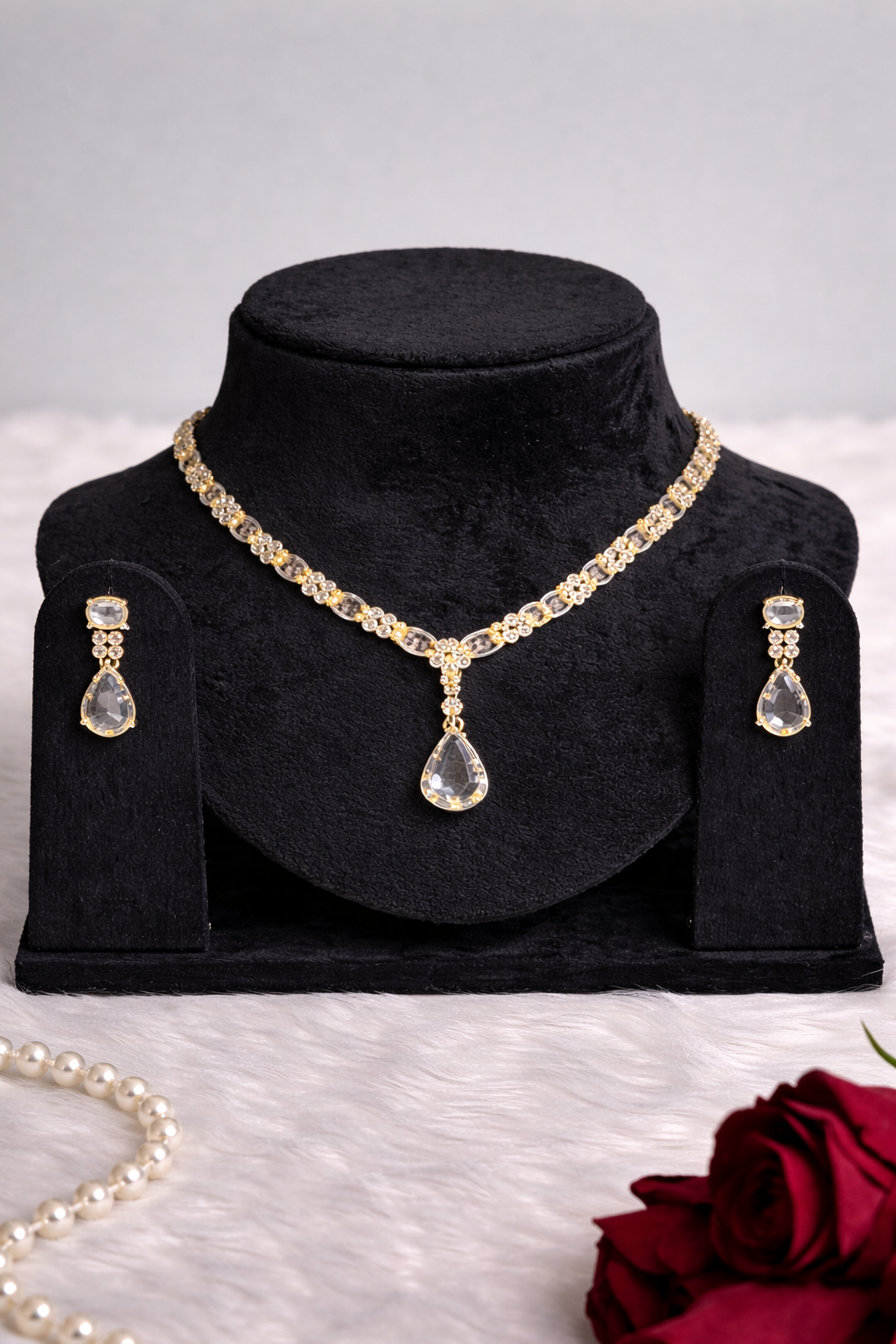 Teardrop Crystal Necklace Set