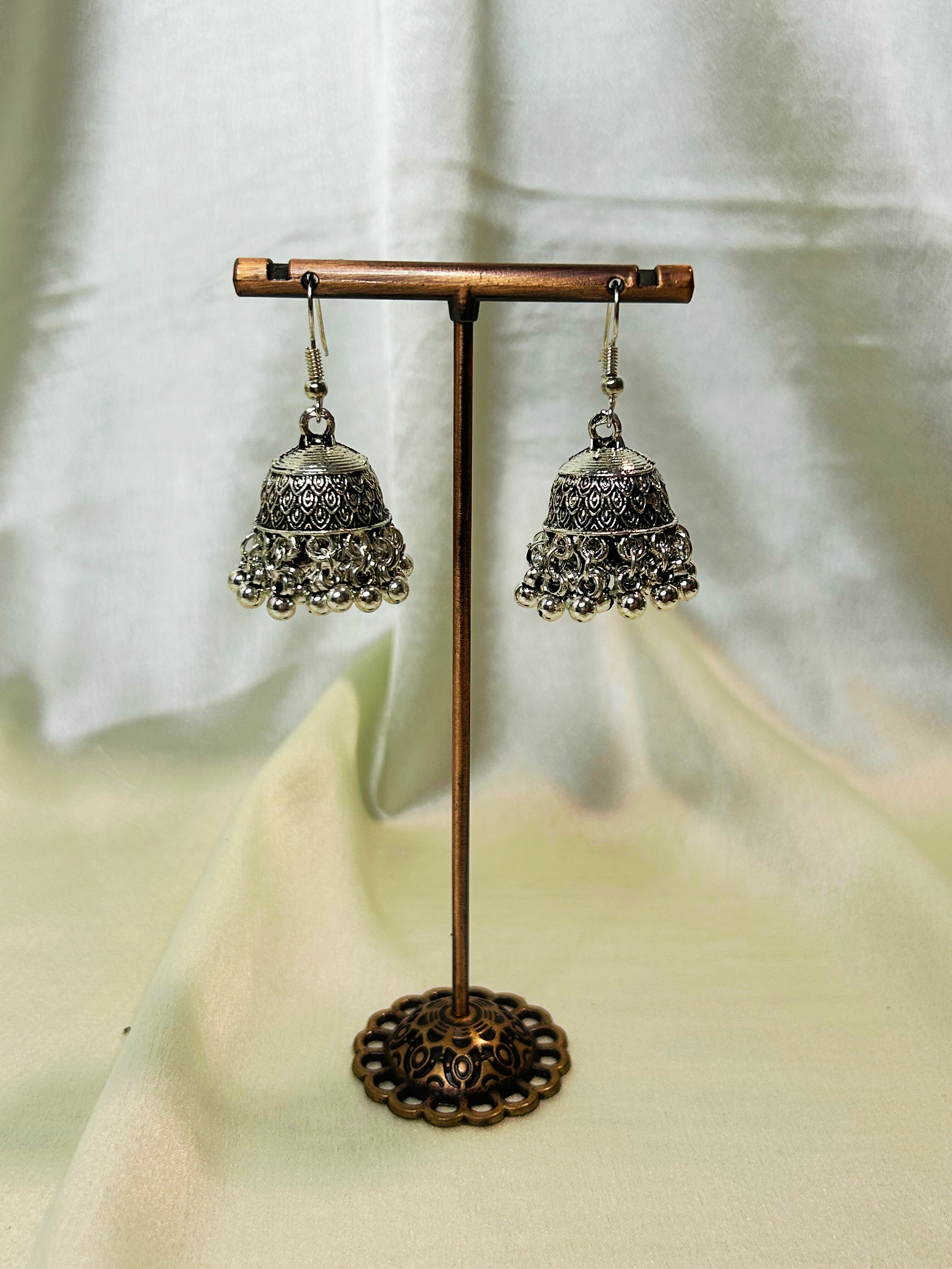 Classic Silver Jhumka Earrings