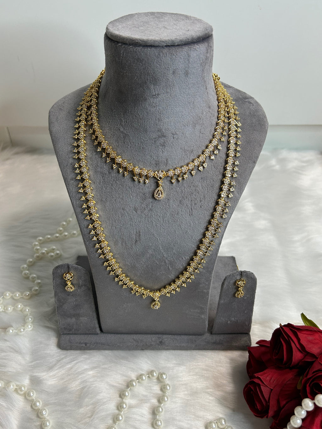 Two-Layer Necklace & Earring Set