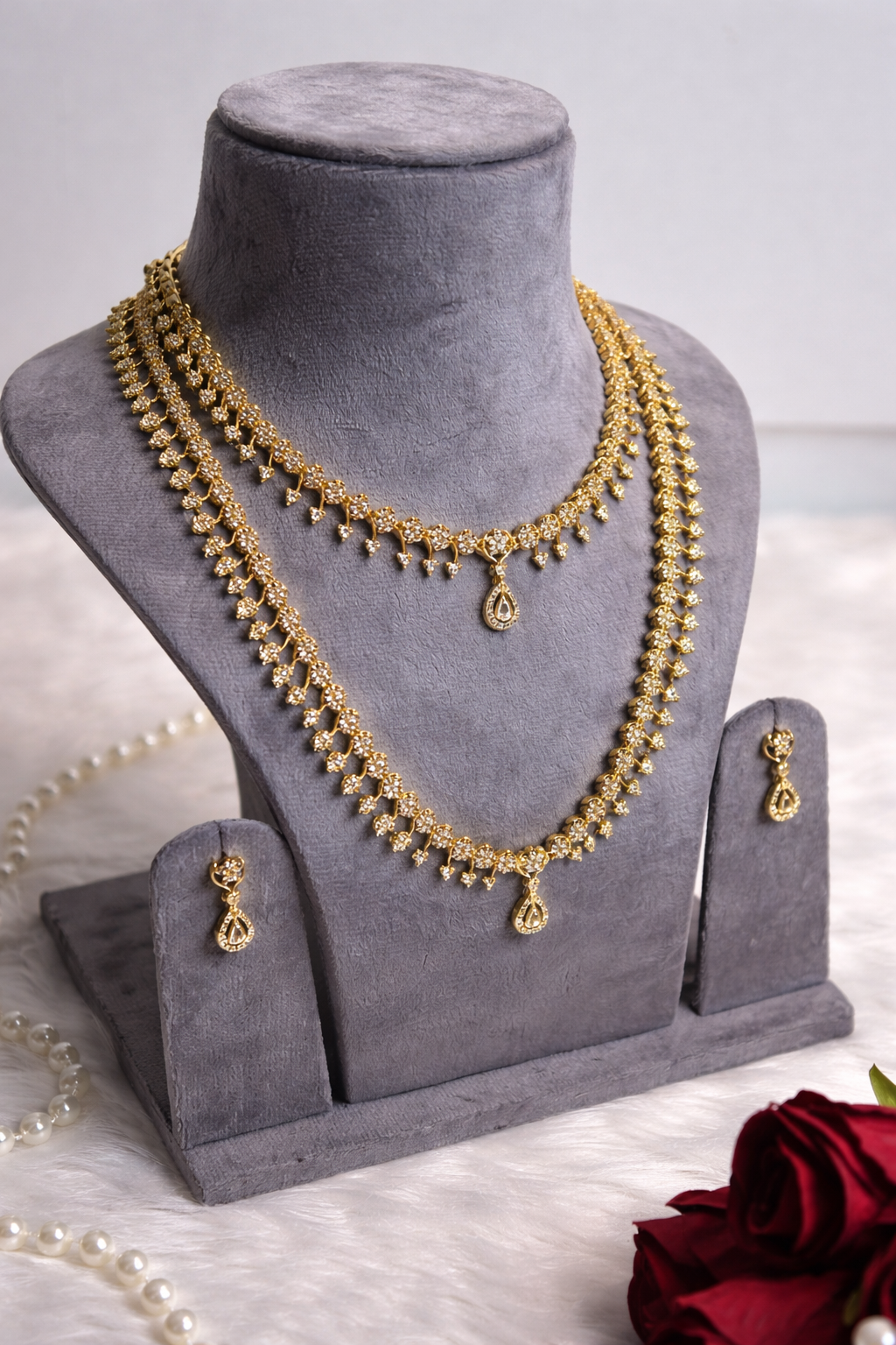 Two-Layer Necklace & Earring Set