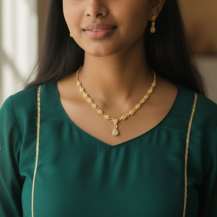 Delicate Gold-Tone Drop Necklace Set