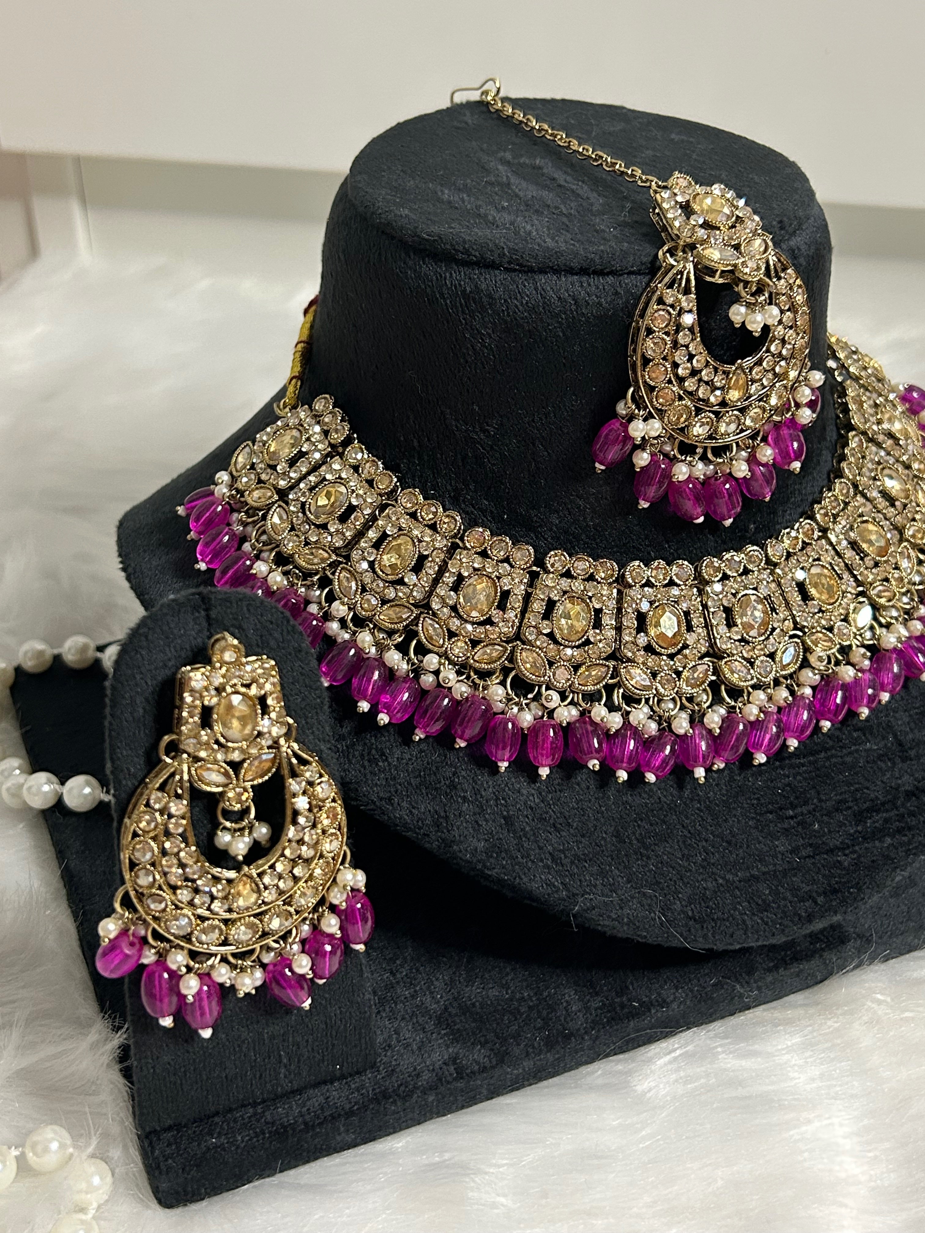 Majestic Purple Stone Kundan Set