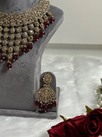 Ruby Red Stone Long Kundan Set