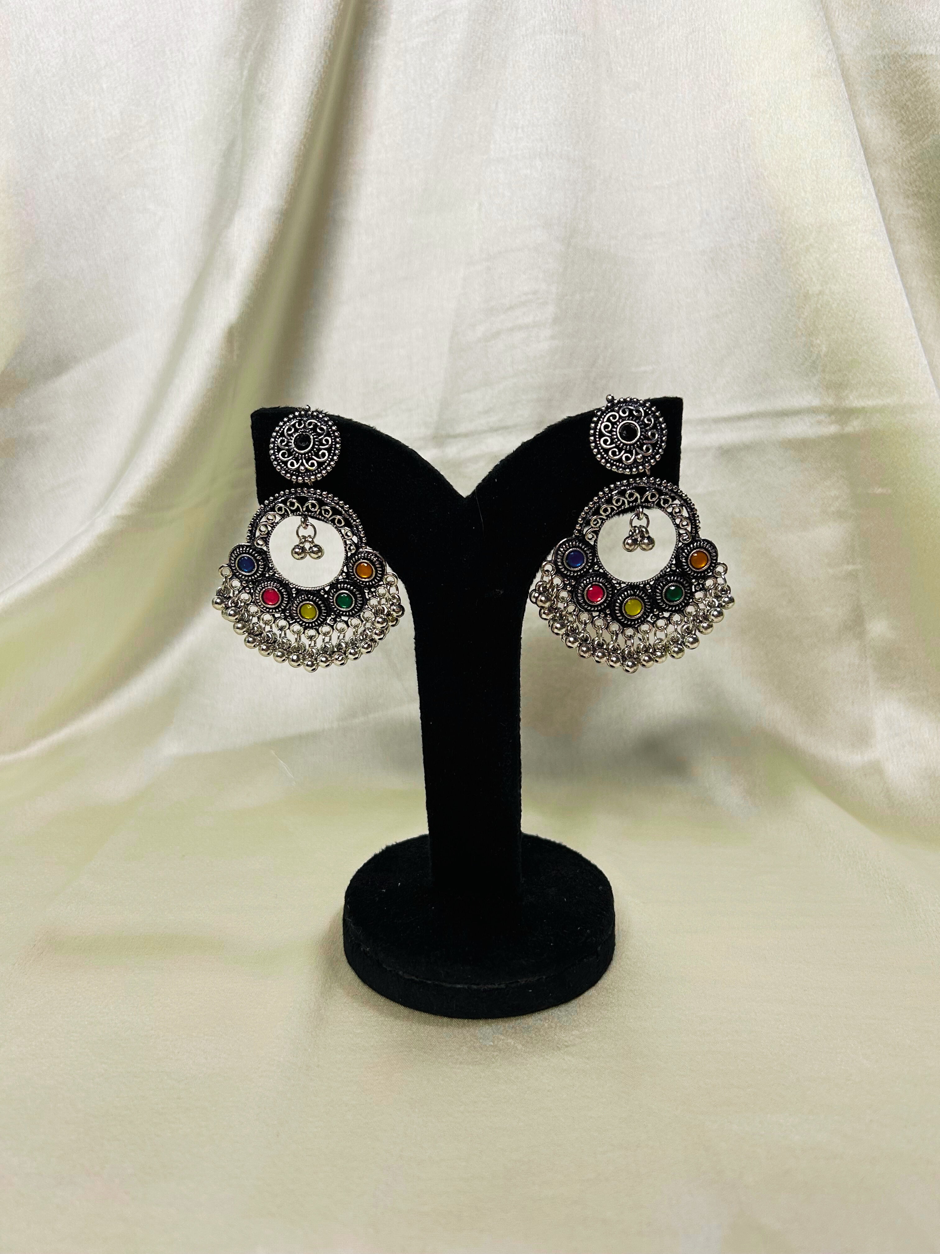 Oxidised Multicolour Dangler Earrings