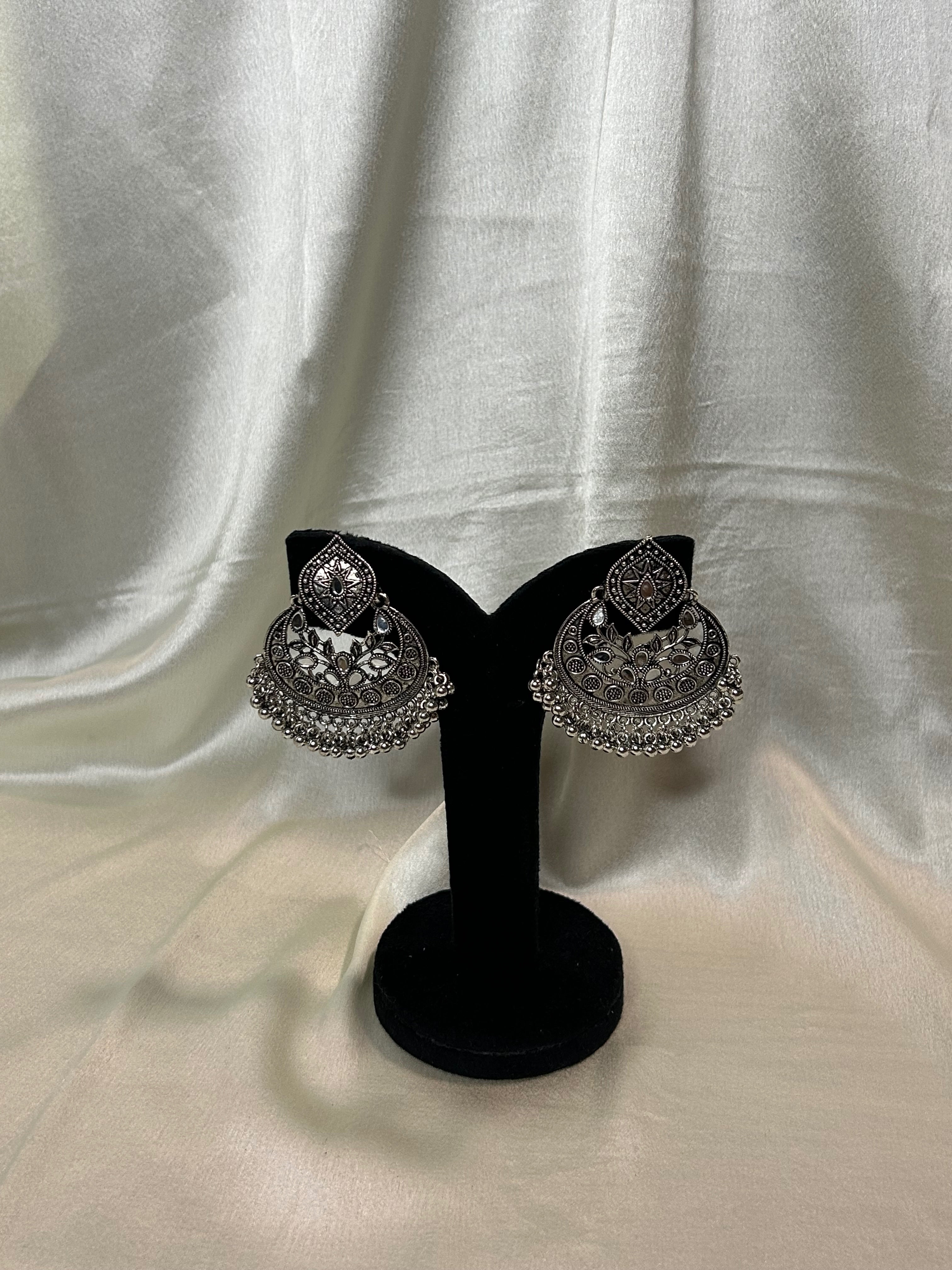 Oxidised Silver Filigree Drop Earrings