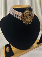 Pearl Temple Choker Set with Lakshmi Pendant