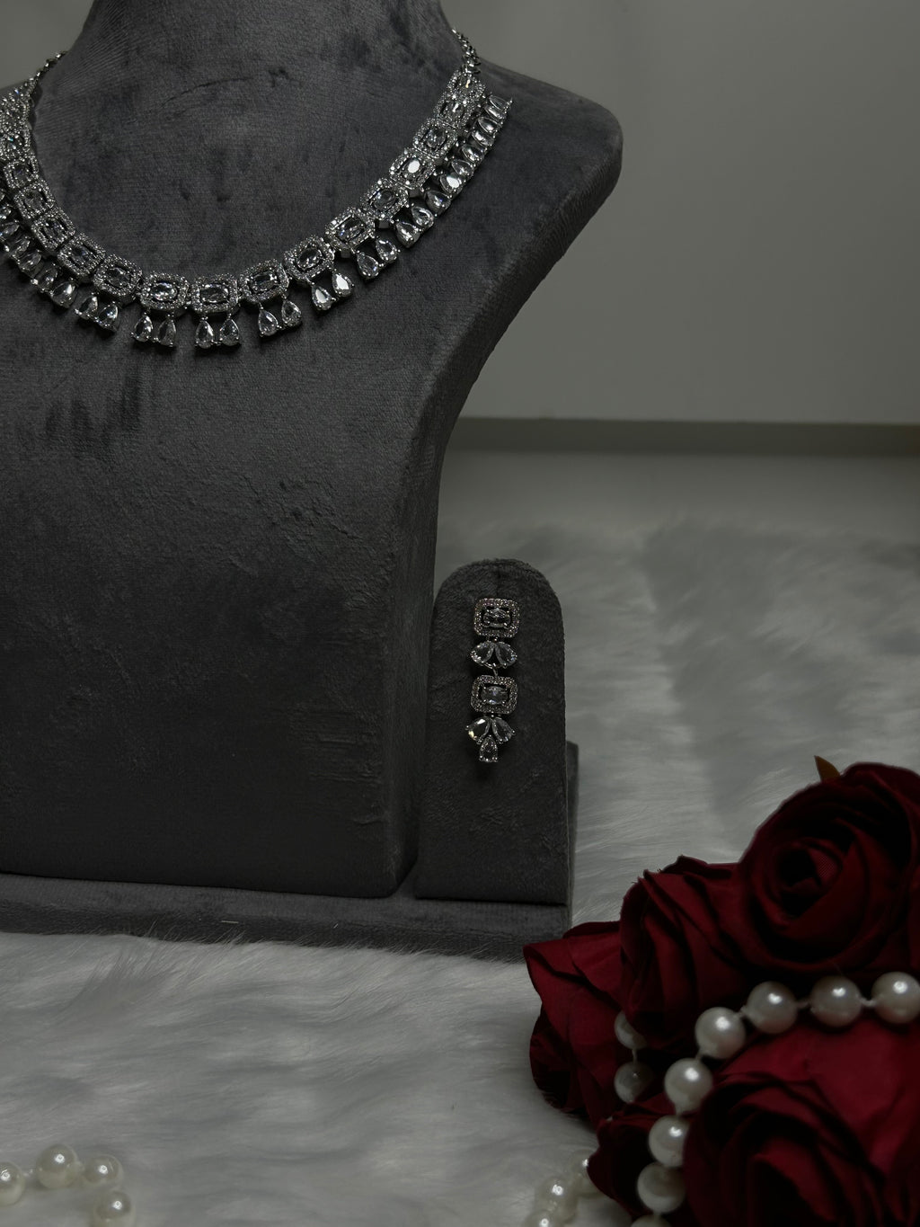 Silver-Tone Crystal Necklace Set